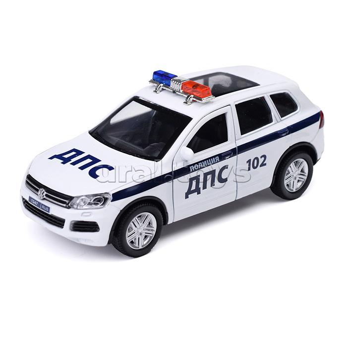 Машина металл. Volkswagen Touareg "Полиция 12 см, (откр., двер, баг, белый) инерц., в коробке