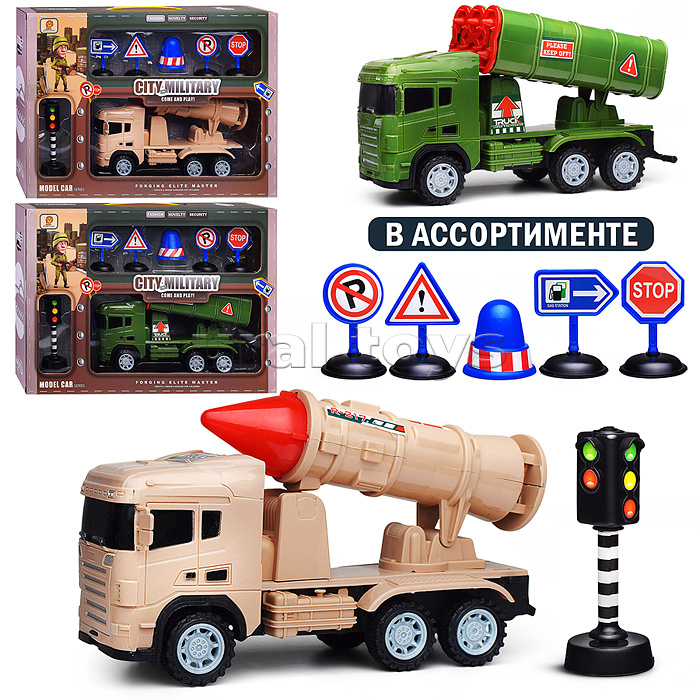 Набор с дорожными знаками "Военный транспорт" , в коробке