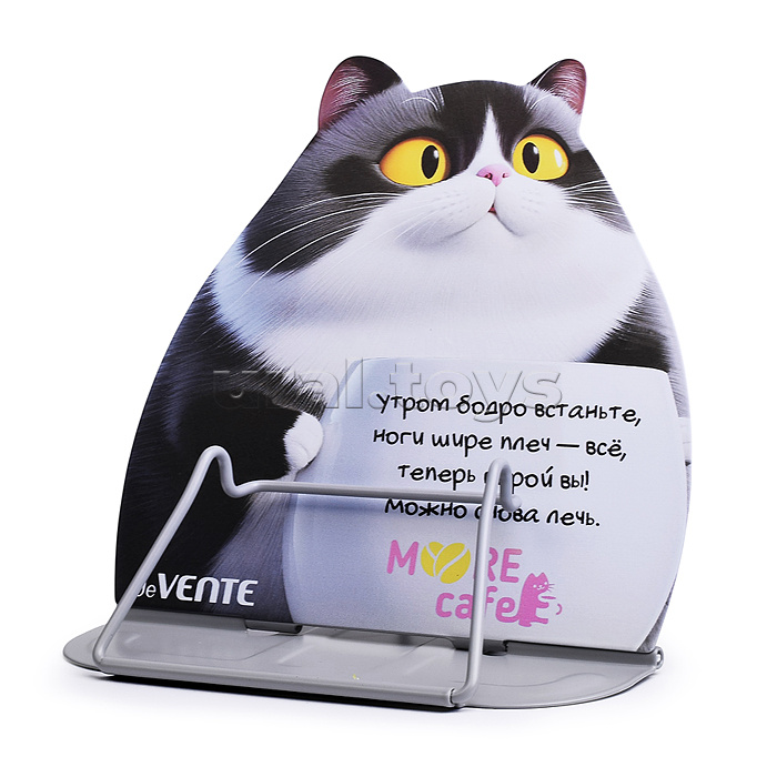 Подставка для учебников и книг "MooreCafe" 17x17,3 см, металлическая окрашенная, в форме кота, вес 270 г, с противоскользящими ножками, с полноцветным рисунком, в пластиковом пакете с европодвесом