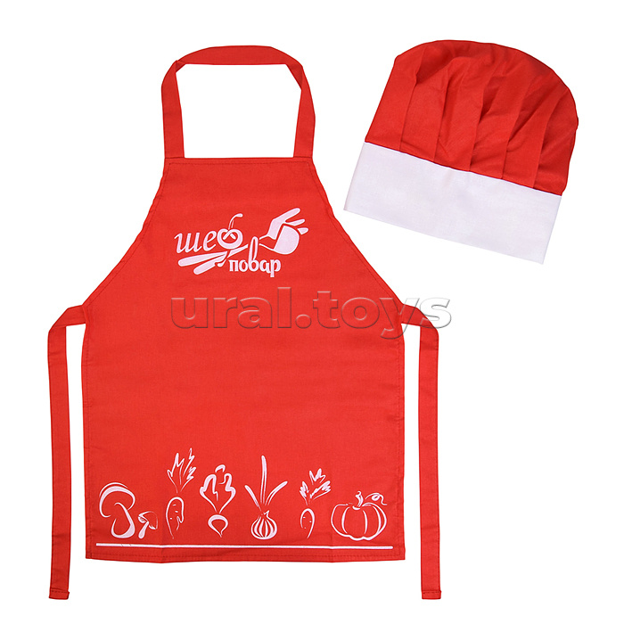 Набор "Шеф повар" (100% хлопок) красный