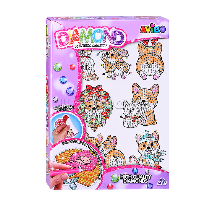 Мозаика алмазная "Новогодний корги" в коробке