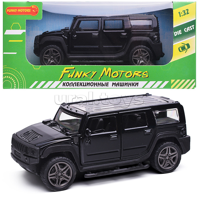 Чёрная инерционная машинка Внедорожник с люком die-cast,1:32, открывающиеся двери