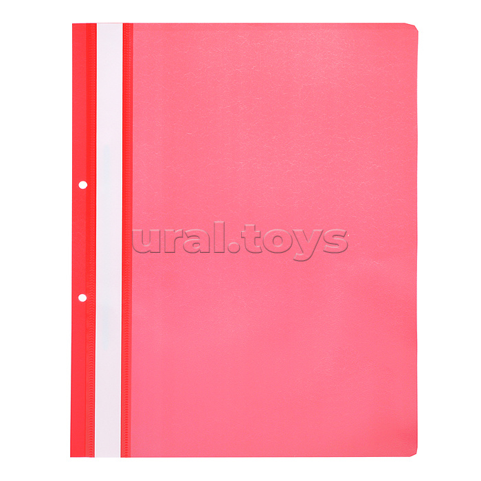 Папка-скоросшиватель A4 с перфорацией, с прозрачным верхним листом, 100/110 мкм, с индивидуальной маркировкой, красная