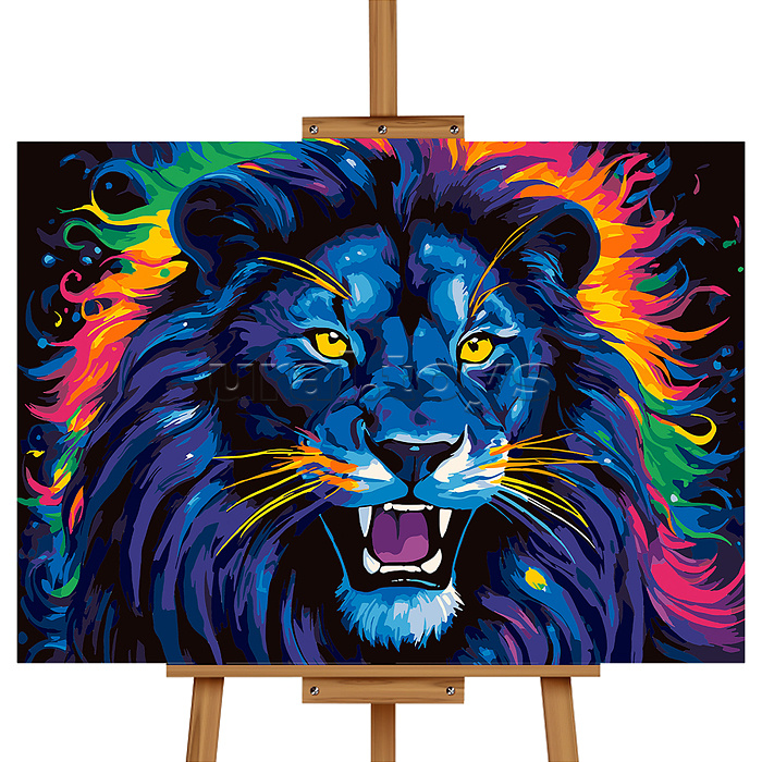 Картина по номерам "Неоновый лев" 50*40 см