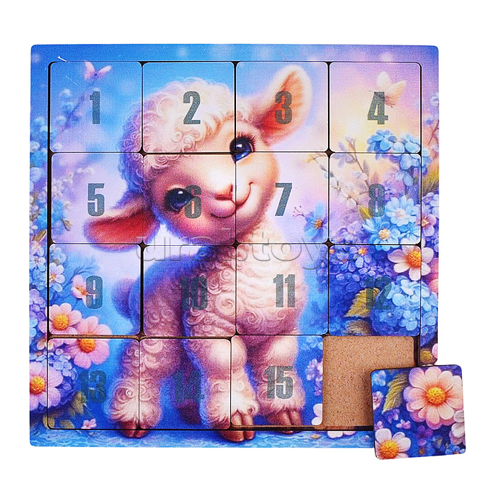 Головоломка Пятнашки "Овечка в цветах"