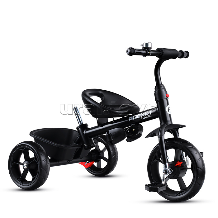 Велосипед трехколесный Rocket 136-BK, колеса EVA 10"/8", цвет черный