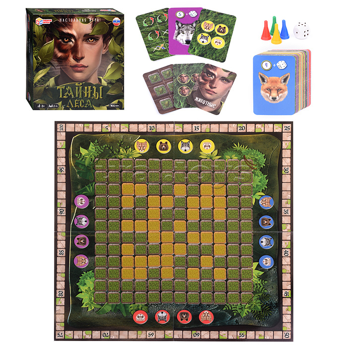 Настольная игра-ходилка квадрат "Тайны леса " 40 карточек.