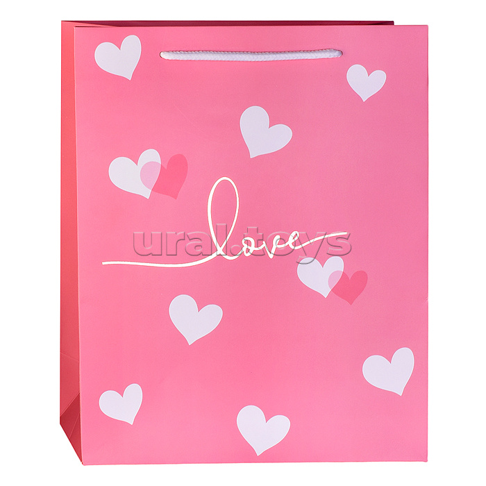 Пакет подарочный "От сердца" 32*26*12см.