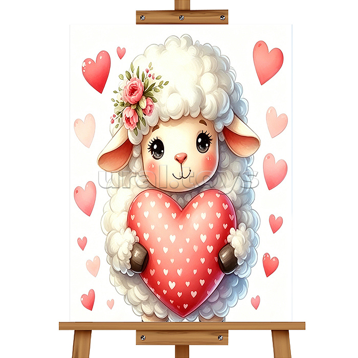 Картина по номерам "Барашек с сердечком" 30*20 см.