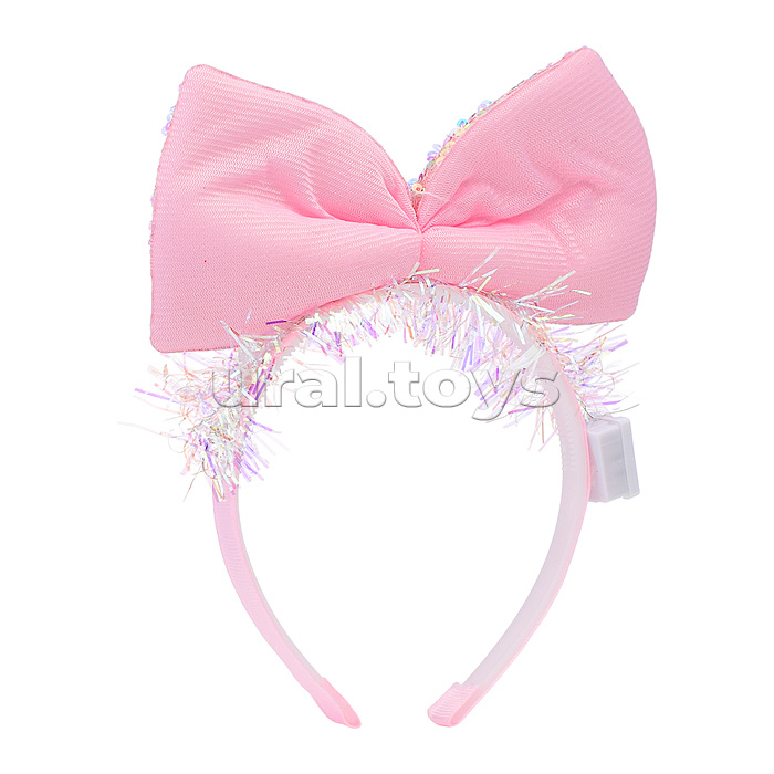 Ободок карнавальный "Бант" светящийся, в пакете