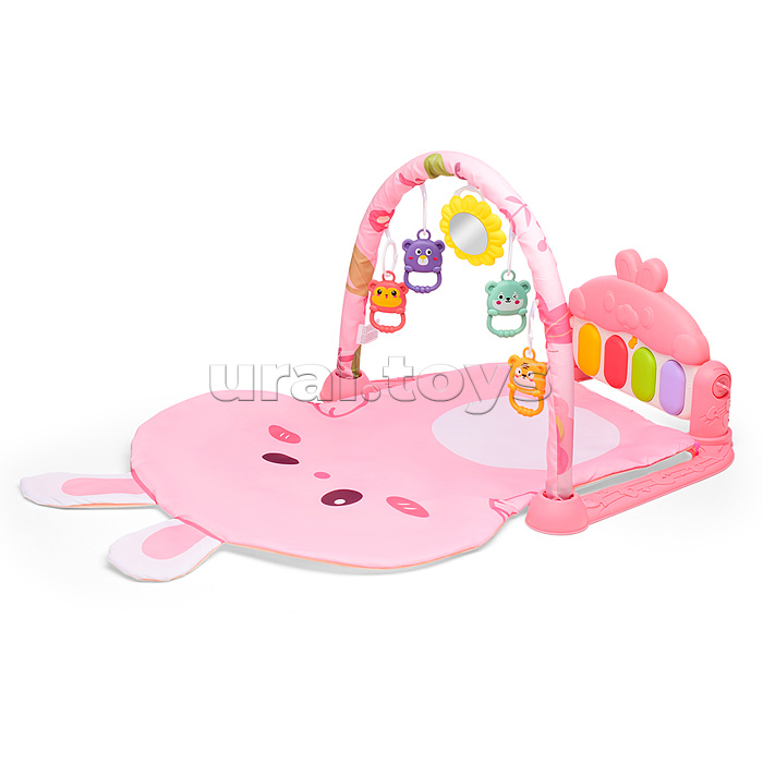 Коврик развивающий "Розовый зайка" с пианино, в коробке