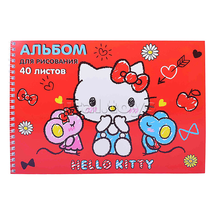 Альбом для рисования 40л. "Hello Kitty" А4, на гребне, мелованная обложка 235 гр/м2