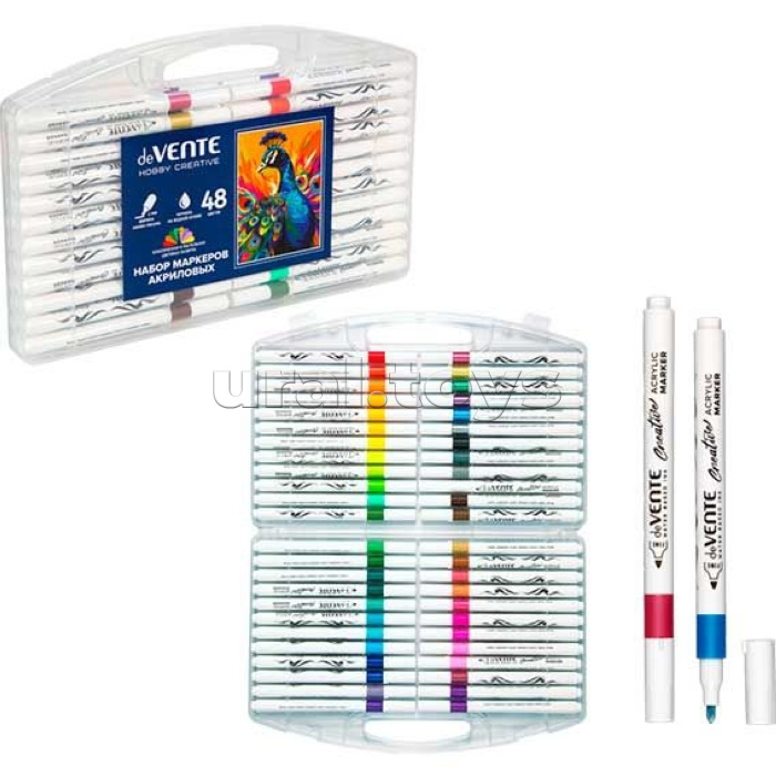 Набор маркеров акриловых "Hobby creative. Classic&Pastel" 48 цветов, круглый корпус, пулевидный наконечник, ширина линии 2 мм, в пластиковой коробке