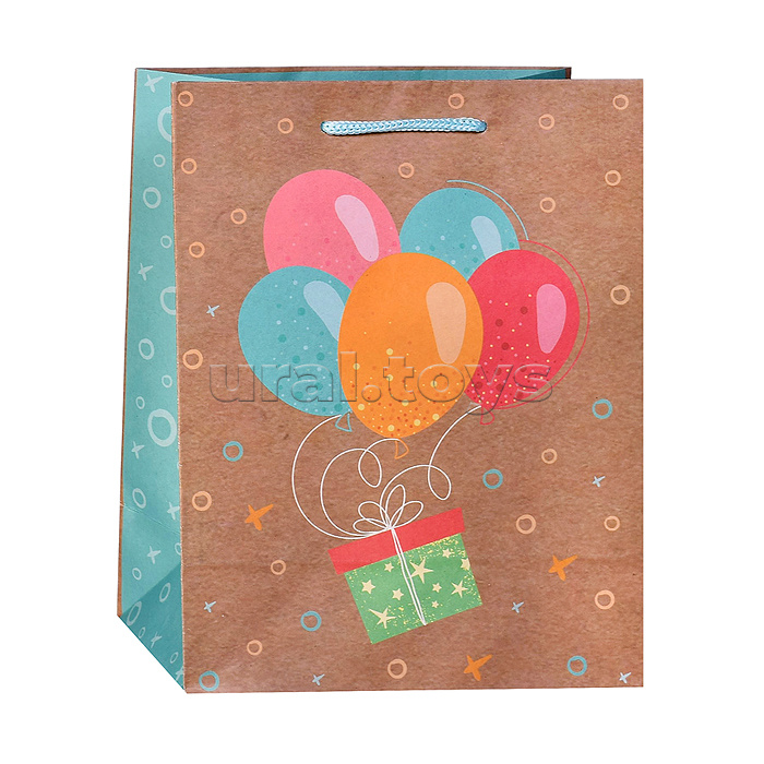 Пакет подарочный из крафт-бумаги 18x23x10 см (craftM) Праздничное настроение, 130 г