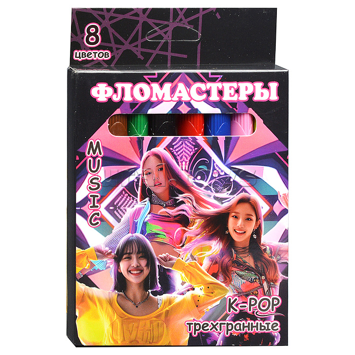 Фломастеры "Дорама" 8 цветов, треугольные, в картонной упаковке с европодвесом