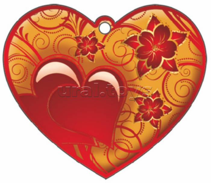 Сердечко одинарное "Без названия" (красная фольга)