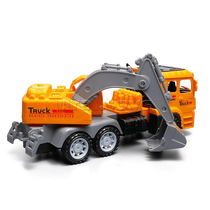 Машина "Автоэкскаватор" с дорожными знаками, в коробке