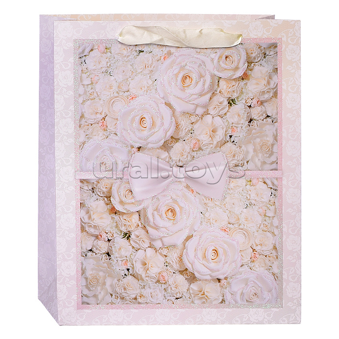 Пакет подарочный "Розы" 26x10x32 см, 3D