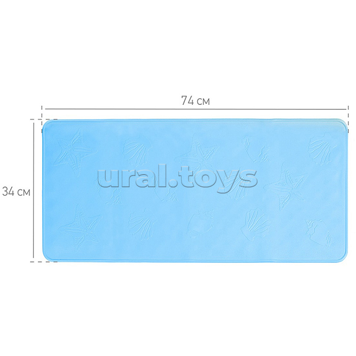 Антискользящий резиновый коврик для ванны синий 34х74 см