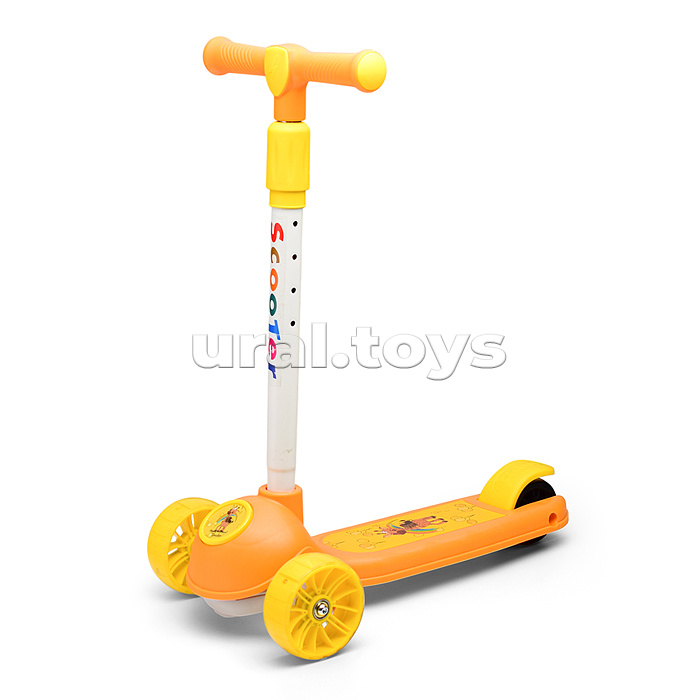 Самокат 3-х. кол., колеса световые PU, желтый, в коробке