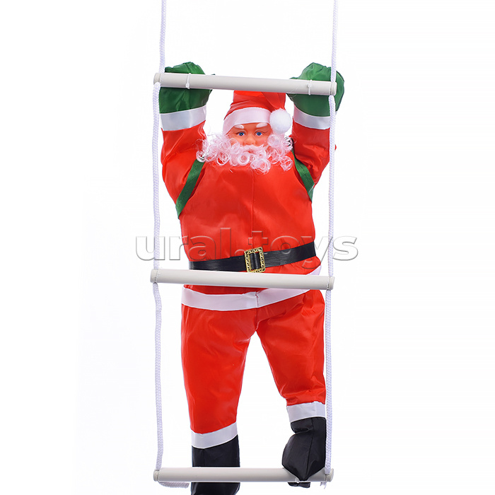 Украшение новогоднее "Дедушка Мороз" ползущий по лестнице, 50см, в пакете