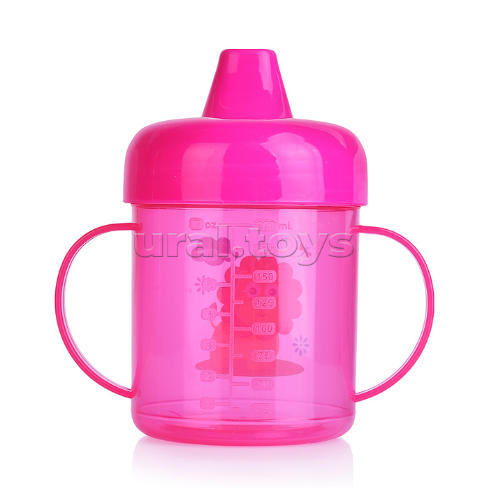 Поильник-непроливайка с жестким носиком, с ручками, ассорти, 200 мл, 5+, 1шт.