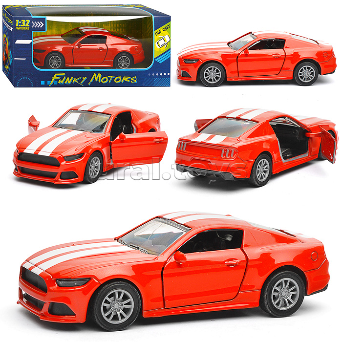 Красная инерционная машинка Спорткар с дизайном die-cast,1:32, открывающиеся двери
