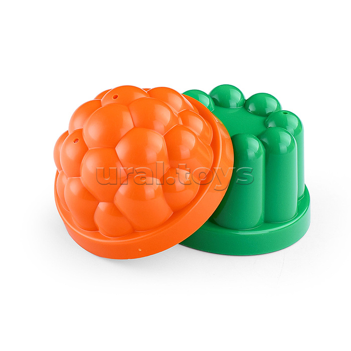 Набор №36: ведро-цветок среднее, ситечко-цветок, совок №2, грабельки №2, 2 формочки