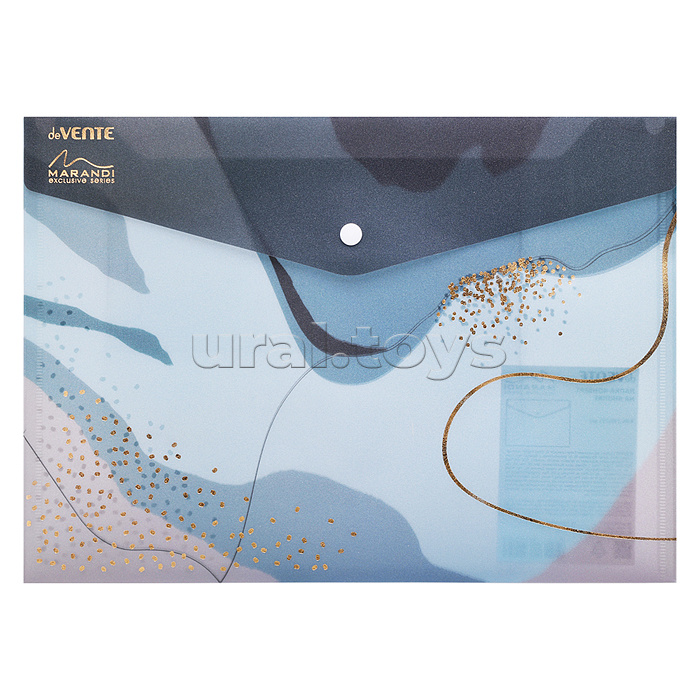 Папка-конверт на кнопке "Marandi. Sparkle" A4 (330x235 мм) 180 мкм, полупрозрачная искрящаяся фактура, индивидуальная маркировка