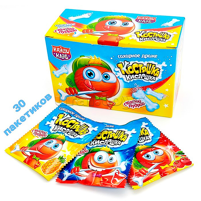Сахарное драже "Костяшка кисляшка" ассорти 6гр*30шт