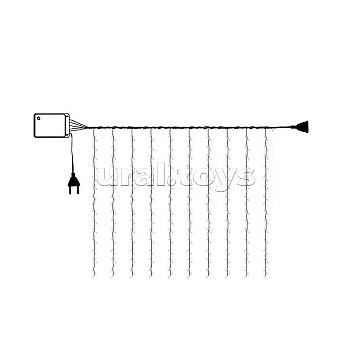 Электрогирлянда-занавес 6*3м, 640 ламп, синий в пакете