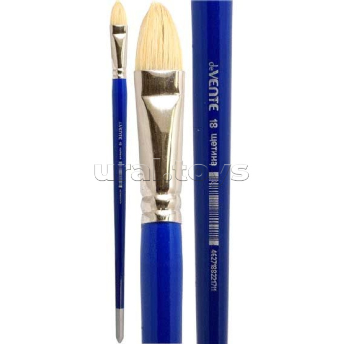 Кисть художественная "Art" щетина № 18 овальная, удлиненная деревянная ручка с многослойным лакокрасочным покрытием, никелированная обойма, индивидуальная маркировка