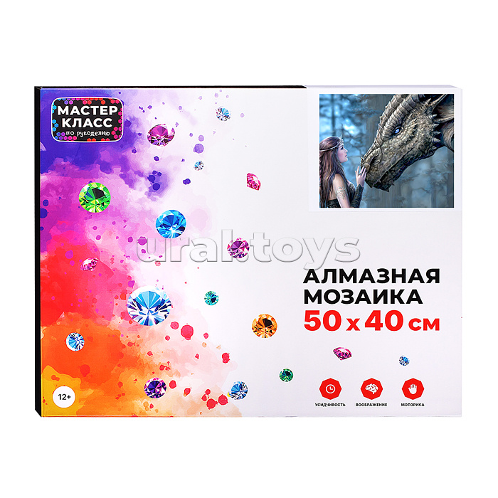 Мозаика алмазная "Дракон и девушка" 40*50см. Мозаика алмазная "Дракон и девушка" 40*50см.