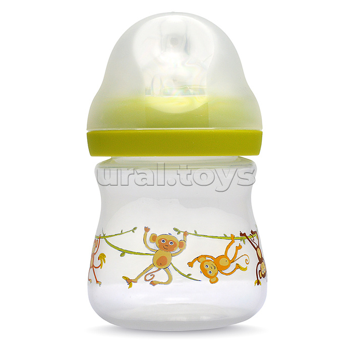 Бутылочка широкое горло с силиконовой соской без ручек "Африка" ассорти, 150 мл