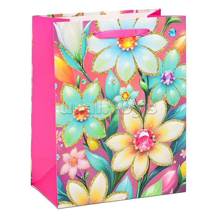 Пакет подарочный "Цветы" 23х18х10 см