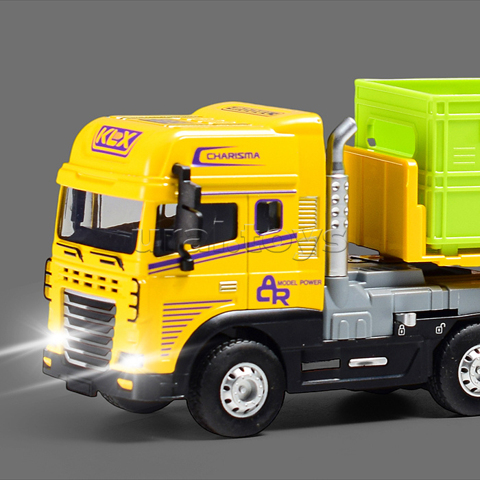 Машина "Грузовик с контейнерами" 1:24 (свет,звук) в коробке