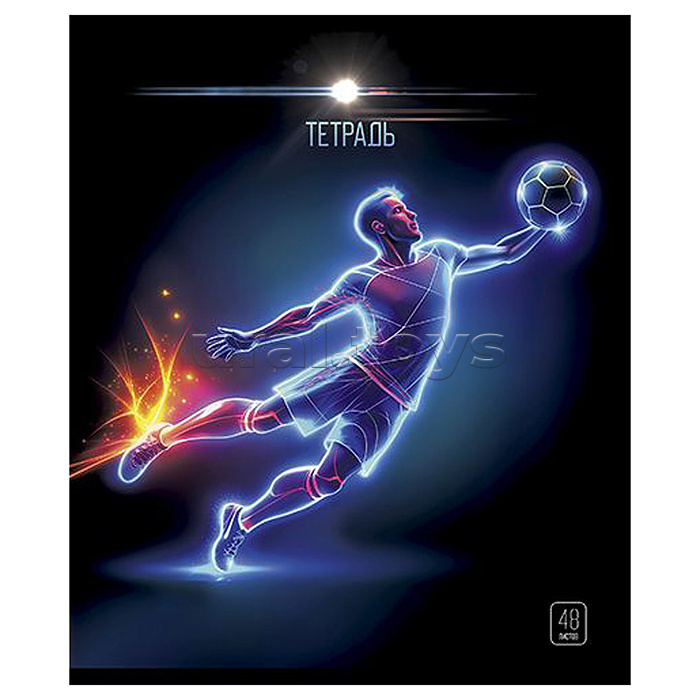 Тетрадь 48л. клетка А5 скрепка S "Футбол" Премиум 4+0+Ламинация матовая+УФ выборочный Брайль