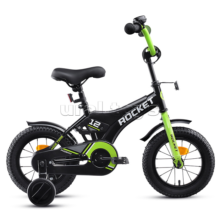 Велосипед 12" Rocket Phoenix, цвет черно/зеленый