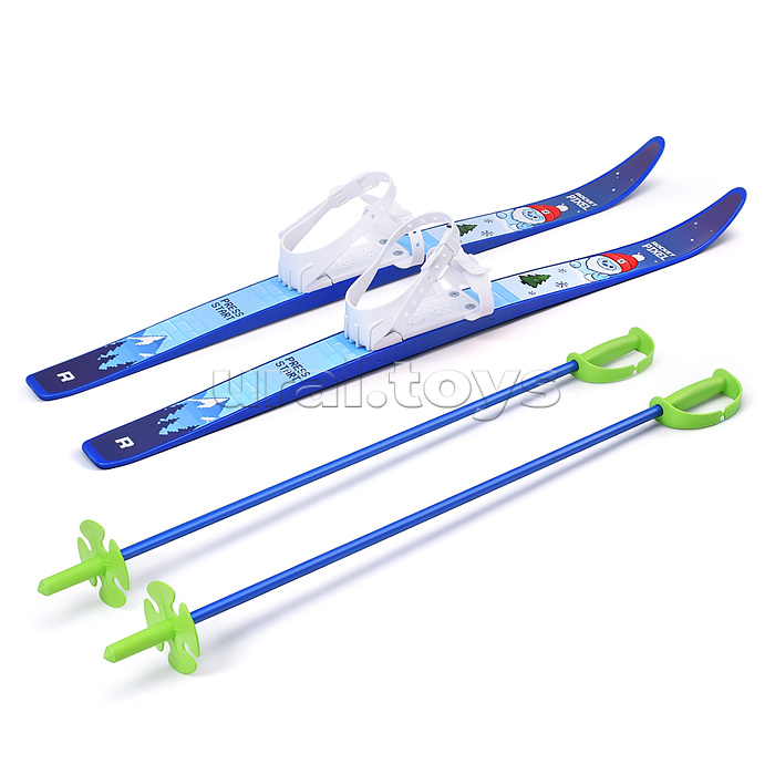 Лыжи детские "Снежный склон" ROCKET SKI KIDS 75/75 см, универсальное крепление, с палками