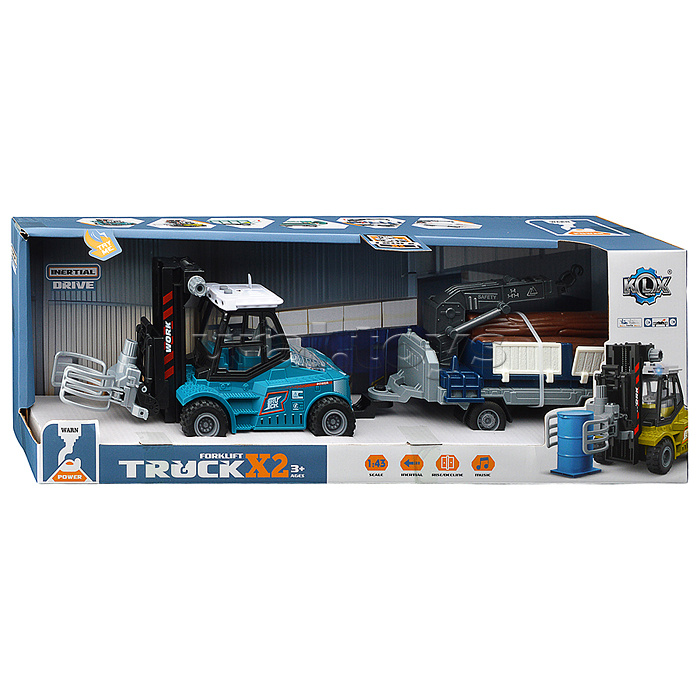 Машина "Погрузчик" с краном (свет, звук) в коробке