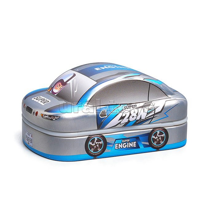 Точилка металлическая "Машинка" 2 отверстия для заточки, 4 дизайна, с контейнером для стружки, картонный дисплей