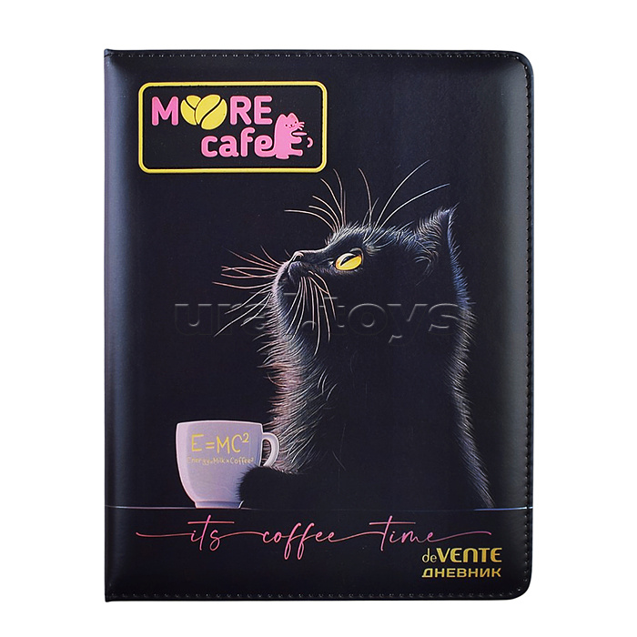 Дневник 1-11кл. "MooreCafe" универсальный блок, 48 листов, белая бумага 80 г/м², печать в 1 краску, твердая обложка из искусственной кожи с поролоном, цветная печать, цветная объемная аппликация rubber patch, отстрочка, 1 ляссе
