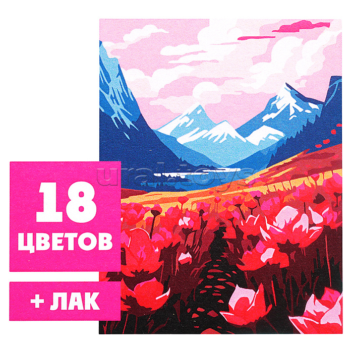 Картина по номерам "Цветы и горы" 30х40см