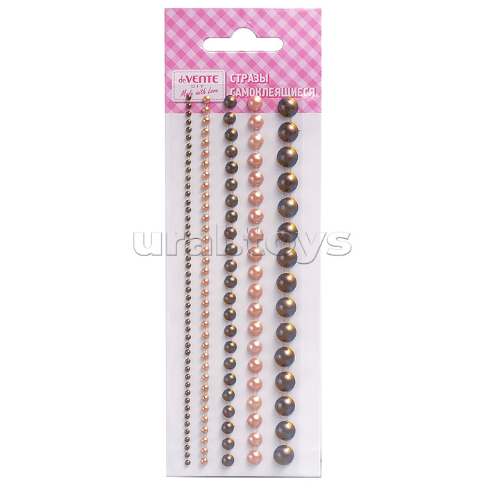 Стразы акриловые самоклеящиеся "DIY Pearls" 115 шт, круглые, цвет шоколадного опала, 5 размеров, на подложке, в пластиковом пакете с блистерным подвесом
