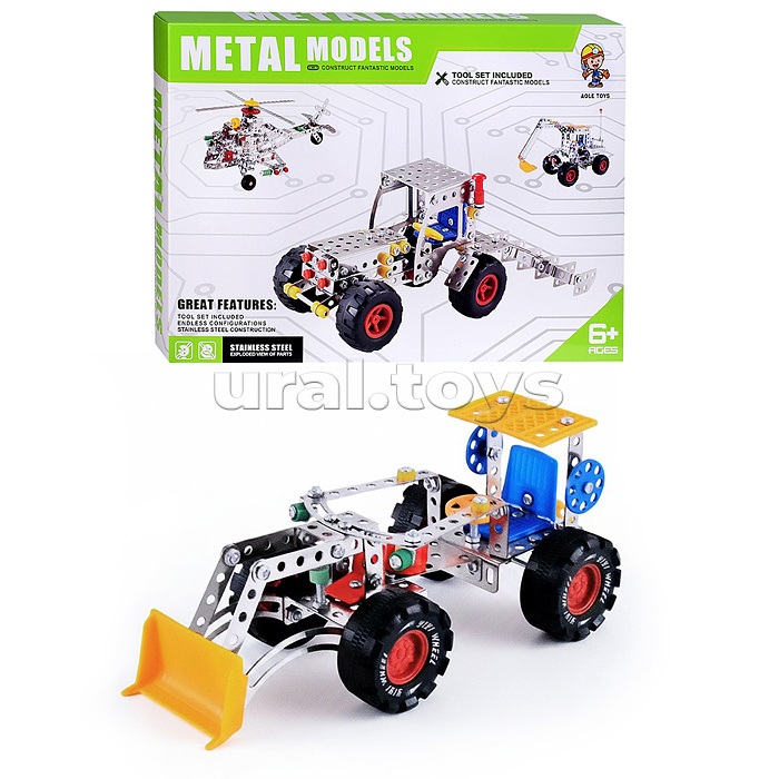 Конструктор "Колесный трактор" (138 дет.) металл, в коробке