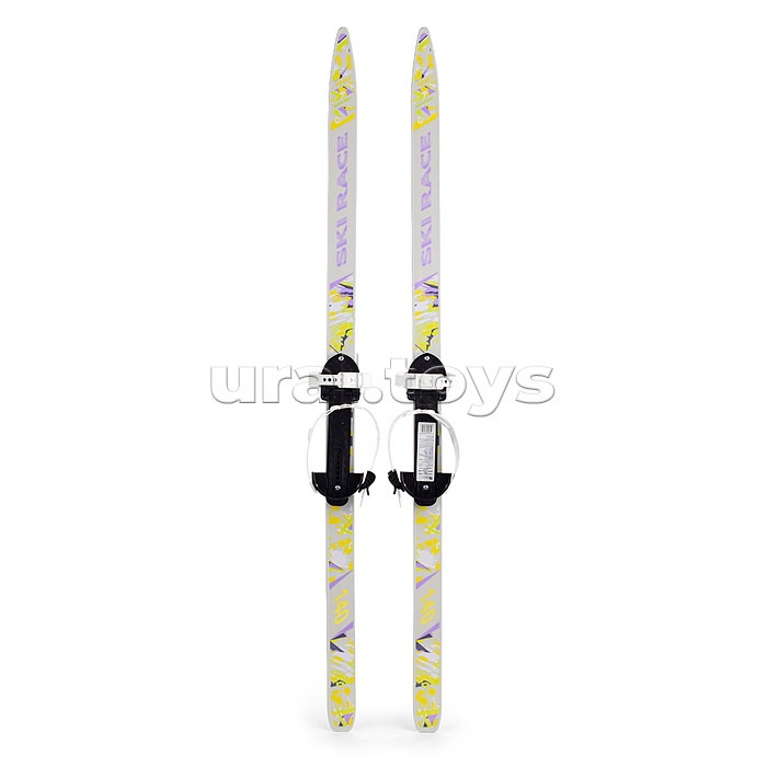 Лыжи подростковые "Ski Race" 140/105 см. унив.крепление "Цикл", с палками стеклопластик серые