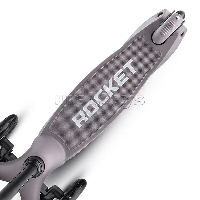 Самокат 3-х колесный ROCKET,колеса PU со светом, светящаяся стойка, ABEC 7, серый