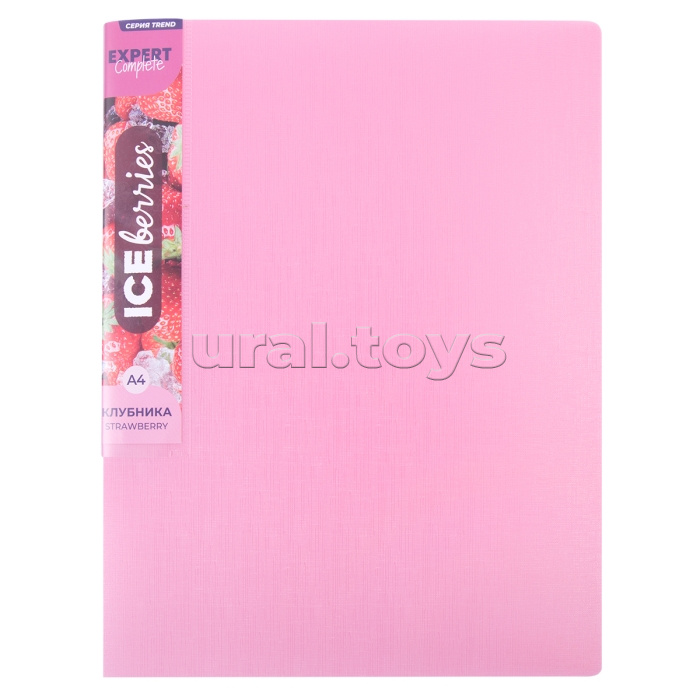 Папка с металлическим прижимом A4 700 мкм. 20 мм лён 1 шт. клубника Trend ICEberries Папка с металлическим прижимом A4 700 мкм. 20 мм лён 1 шт. клубника Trend ICEberries