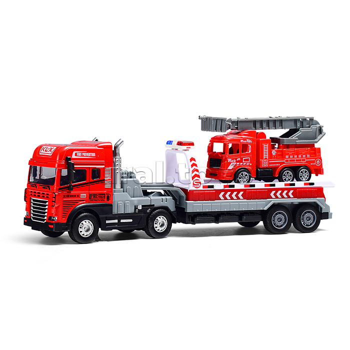 Машина "Перевозчик пожарной техники" (свет,звук) в коробке