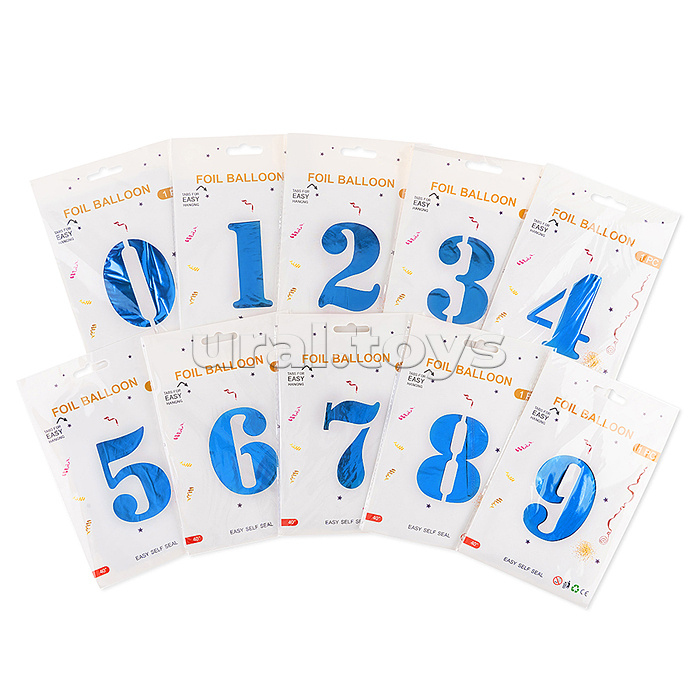 Шар (40''/102 см) Цифра, 0, Синий, Металлик, 1 шт. в уп.